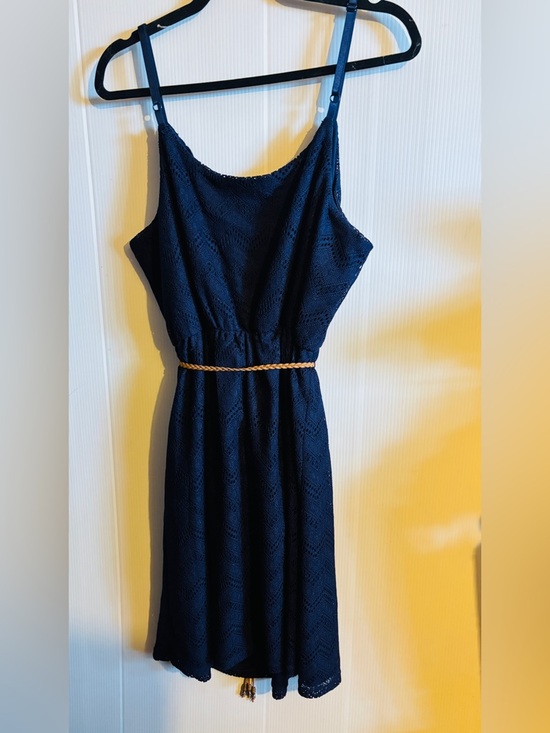 bailey blue Navy Lace Spaghetti Strap Mini Dress with Braided Belt - Picture 6 of 6